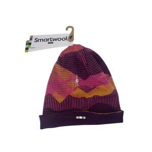 Smartwool 100% Merino Reversible Cuffed Beanie NWT Purple Mountain Scape Small
